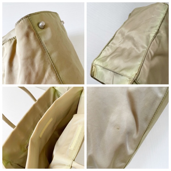 Prada tan Tessuto nylon triangle logo minimal tote bag medium size - Picture 8 of 12